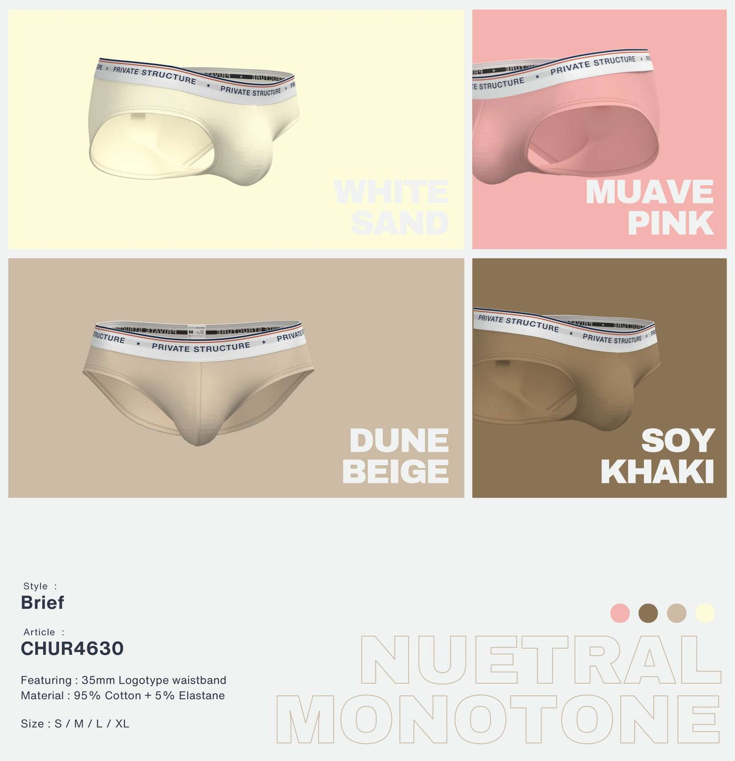 [SPECIAL OFFER] Private Structure กางเกงชั้นในชาย รุ่น CHUMM! Mid Waist Brief - Malleable Navy [4630]