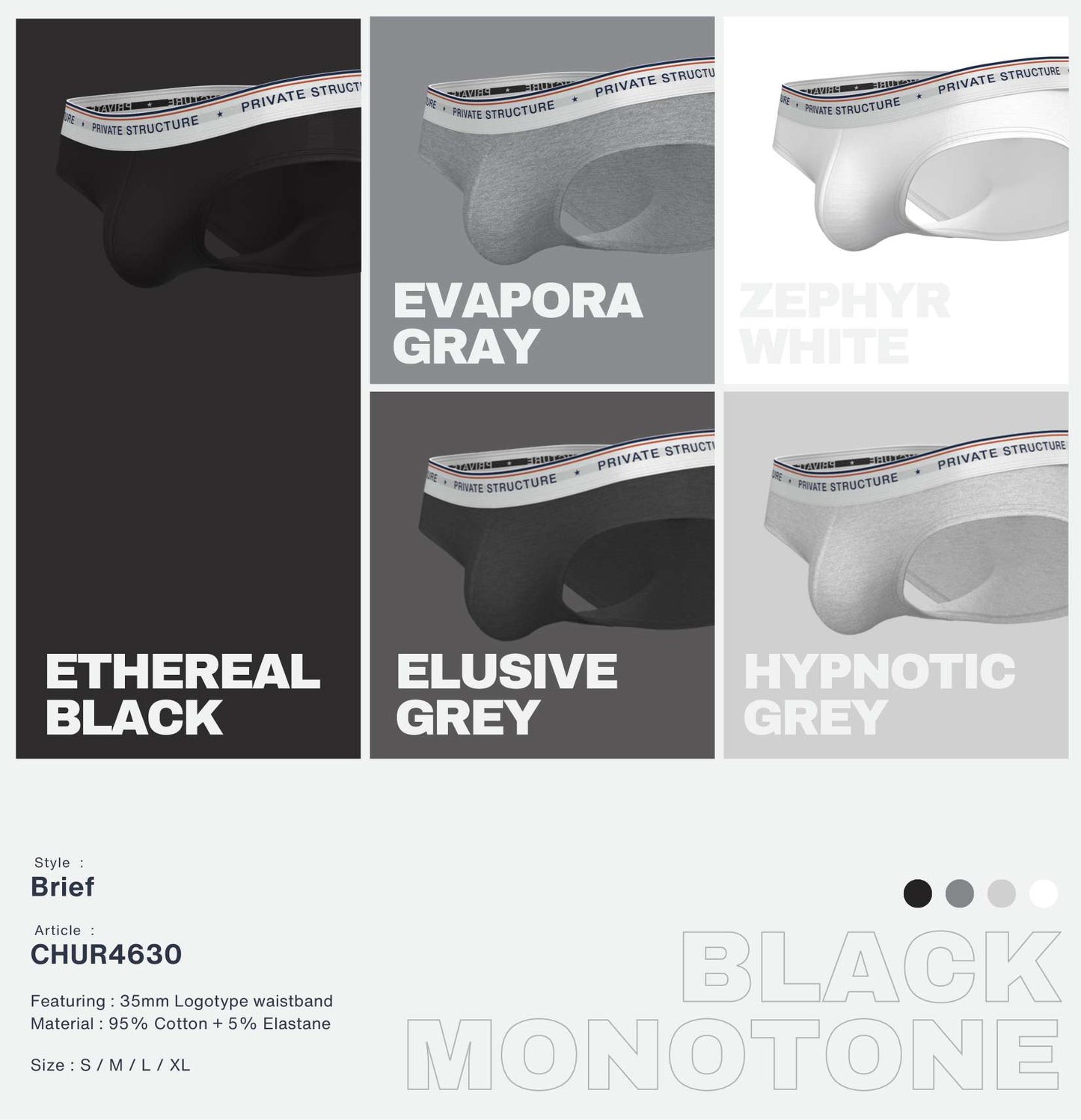 [SPECIAL OFFER] Private Structure กางเกงชั้นในชาย รุ่น CHUMM! Mid Waist Brief - Malleable Navy [4630]