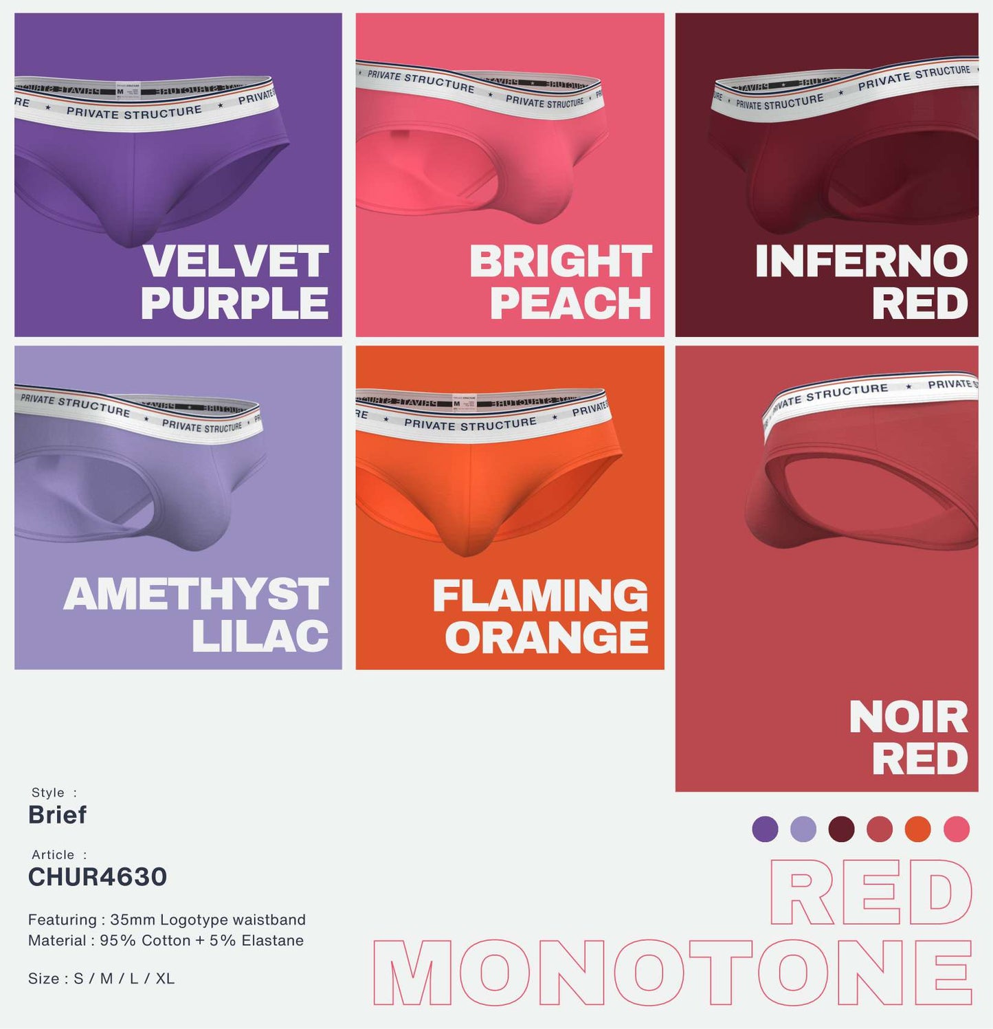 [SPECIAL OFFER] Private Structure กางเกงชั้นในชาย รุ่น CHUMM! Mid Waist Brief - Malleable Navy [4630]